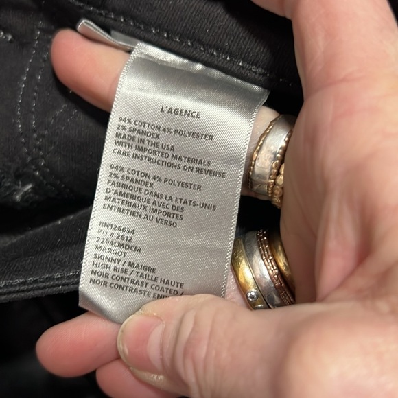 L'Agence Black Waxed Skinny Denim Size 28 - Picture 11 of 15